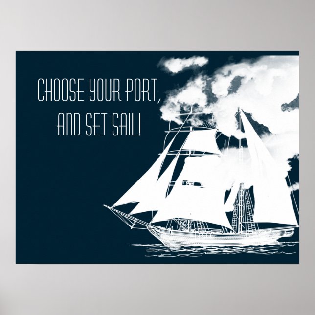 Tall Ship & Clouds Nautical Poster (Front)