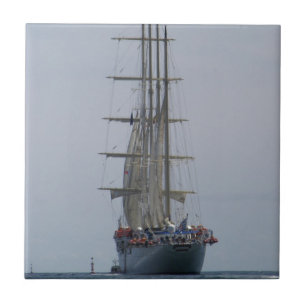 Tall Ship Entering The Open Sea Tile
