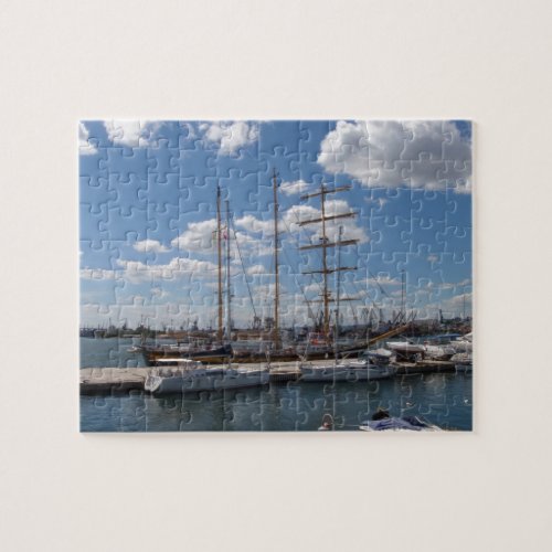 Tall Ship In The Port Of  Varna Jigsaw Puzzle