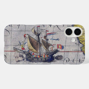 Tall Ship Map of the Pacific Ocean iPhone 16 Plus Case