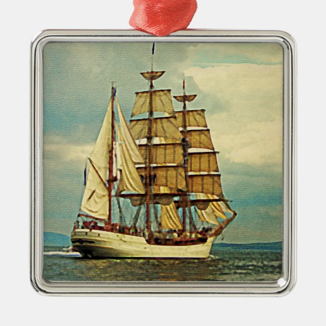 Tall Ship Metal Ornament (Front)