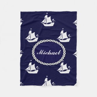 Tall Ship Nautical Personalized Fleece Blanket