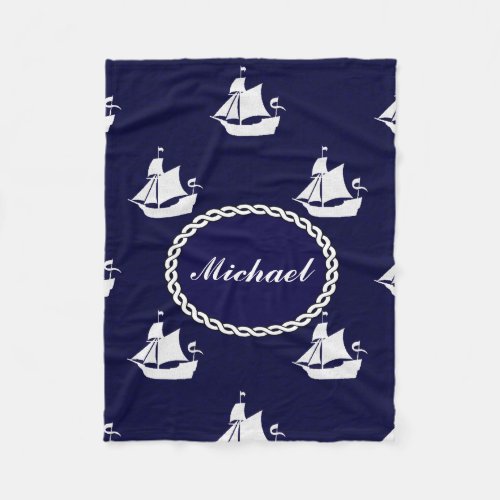 Tall Ship Nautical Personalized Fleece Blanket