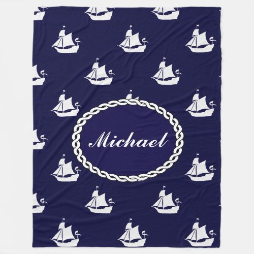 Tall Ship Nautical Personalized Fleece Blanket