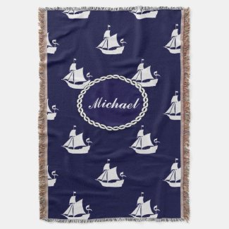 Tall Ship Nautical Personalized Throw