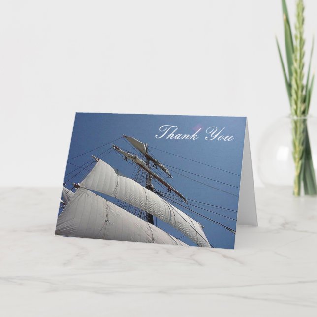 Tall Ship Sails Thank You Note Card (Front)