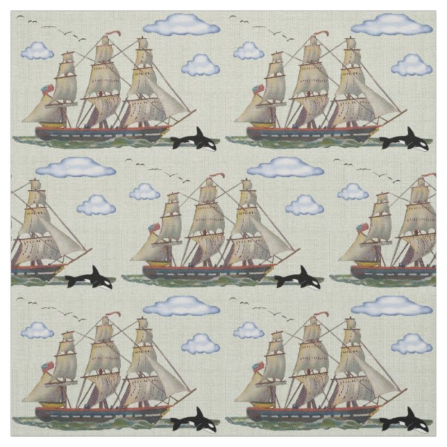Tall Ship Seascape Fabric (Swatch)