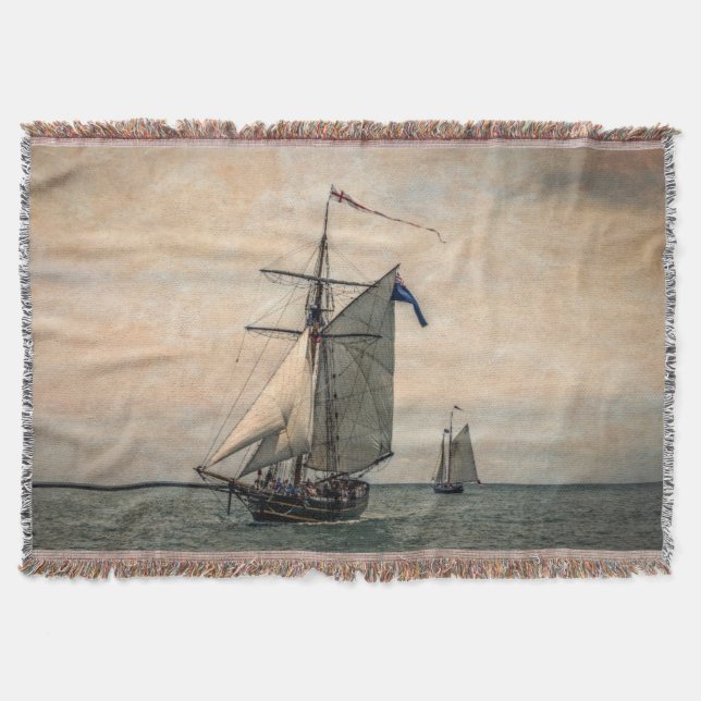 Tall Ships Festival, Digitally Altered Throw Blanket (Front)