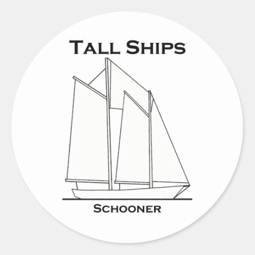 Tall Ships Gaff_Rigged Schooner sail plan Classic Round Sticker