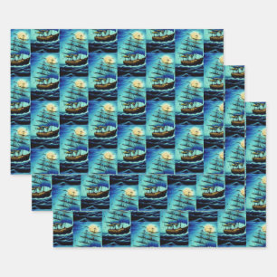 Tall Ships Nautical  Wrapping Paper Sheets