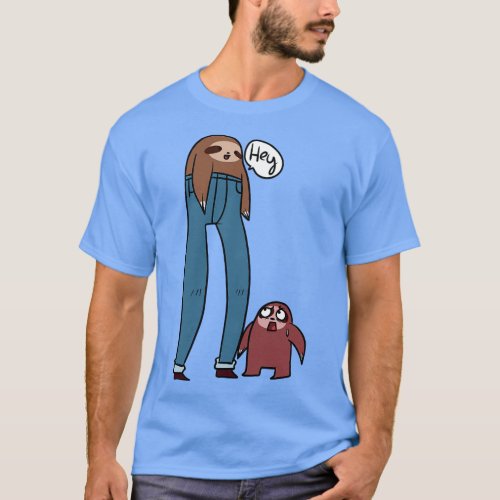 Tall Sloth Wearing Pants T_Shirt