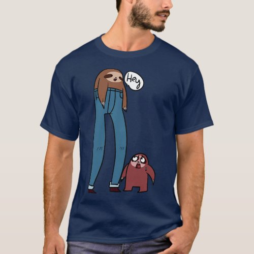 Tall Sloth Wearing Pants T_Shirt
