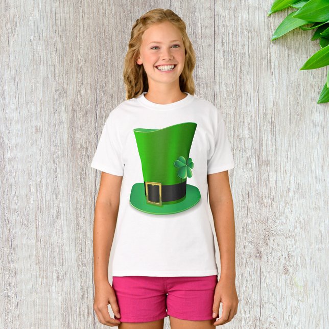 Tall St Patricks Day Hat Girls T-Shirt (Creator Uploaded)