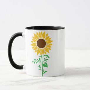 Tall Sunflower Botanical Art Mug