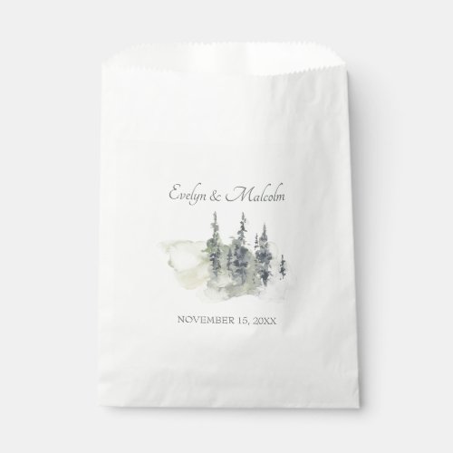 Tall Timber Watercolor Evergreen Trees Wedding Favor Bag