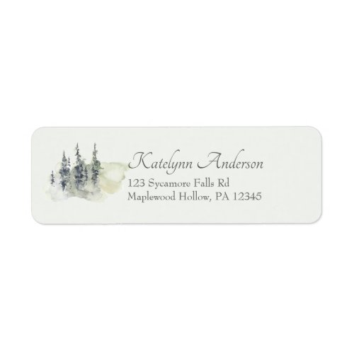 Tall Timber Watercolor Trees Return Address Label