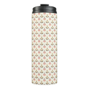 Tall travel mug with a black lid