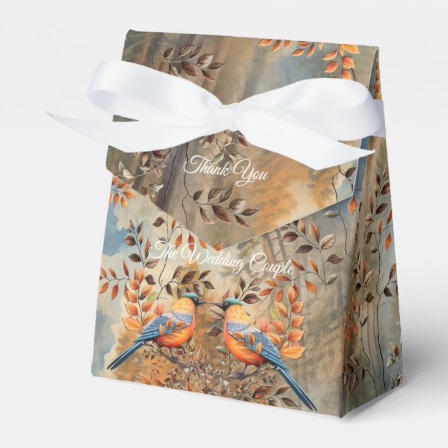 Tall trees, Autumn leaves & Bluebirds. Favor Boxes (Front Side)