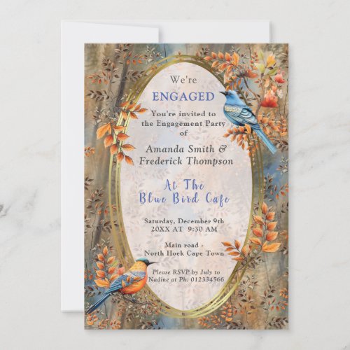 Tall trees Autumn leaves  Bluebirds Invitation