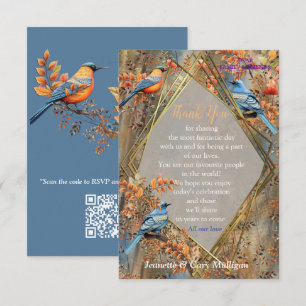 Tall trees, Autumn leaves & Bluebirds. RSVP Card