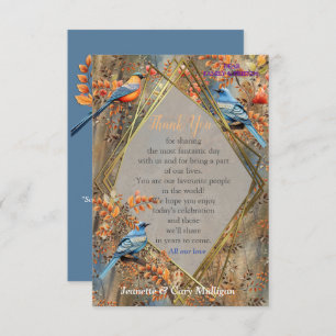 Tall trees, Autumn leaves & Bluebirds. RSVP Card