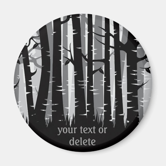 Tall Trees forest -  grey - on dark Magnet (Front)