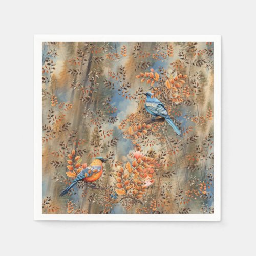 Tall trees the Leaves of Autumn  Blue_Birds Napkins