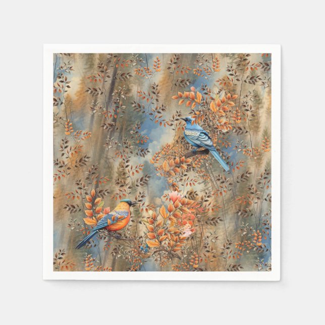 Tall trees, the Leaves of Autumn & Blue-Birds Napkins (Front)