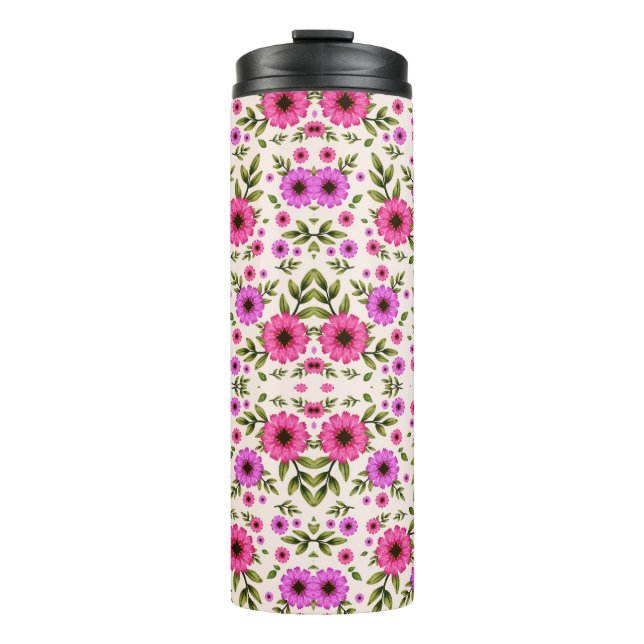 Tall tumbler with floral pattern (Front)
