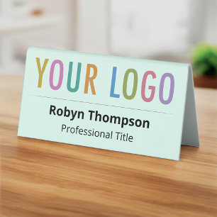 Tall Two Sided Desk Name Plate with Logo Printed Table Tent