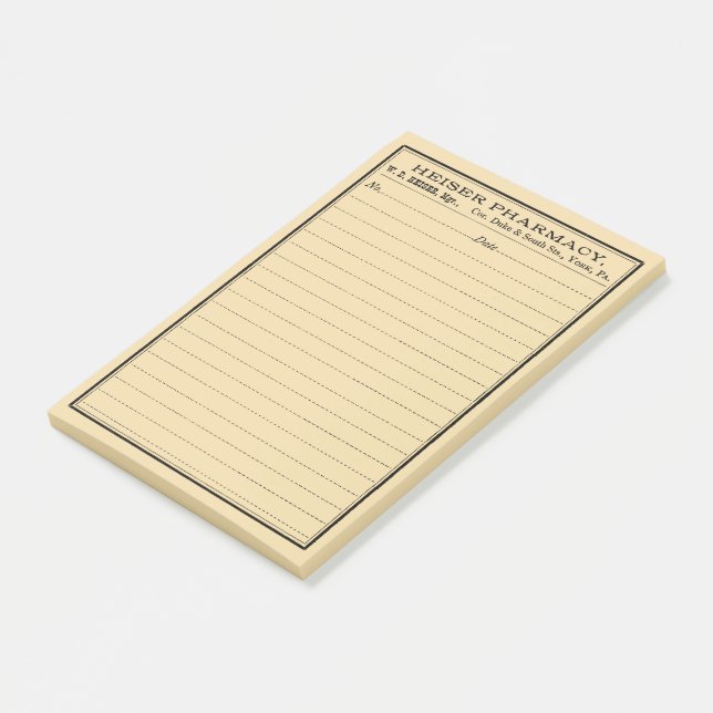 Tall Vintage Pharmacy Label Post-it Notes (Angled)
