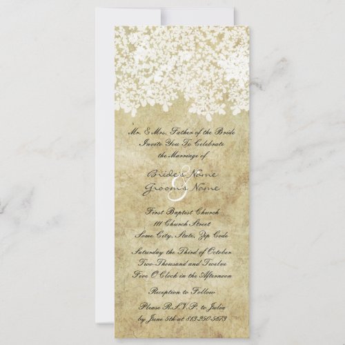 Tall Vintage White Floral Wedding Invitations
