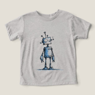 Tall Wacky Robot Kids T-Shirt — Hand-Drawn Blue Bo Toddler T-shirt
