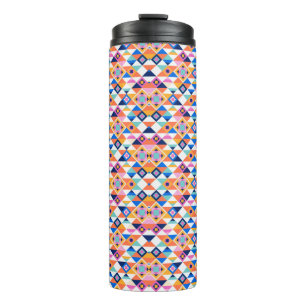 Tall water bottle with a vibrant geometric pattern