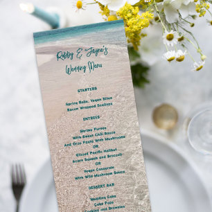 Tall Wedding Menu Tropical Beach Scene Template