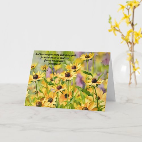 Tall Wildflowers Yellow Flower Bible Verse Art Card