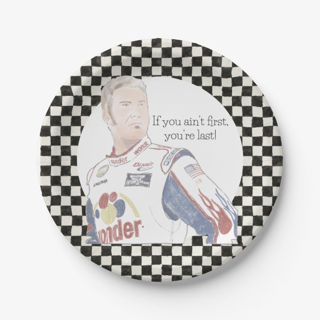 Talladega First Birthday Plates Racing Checkered (Front)