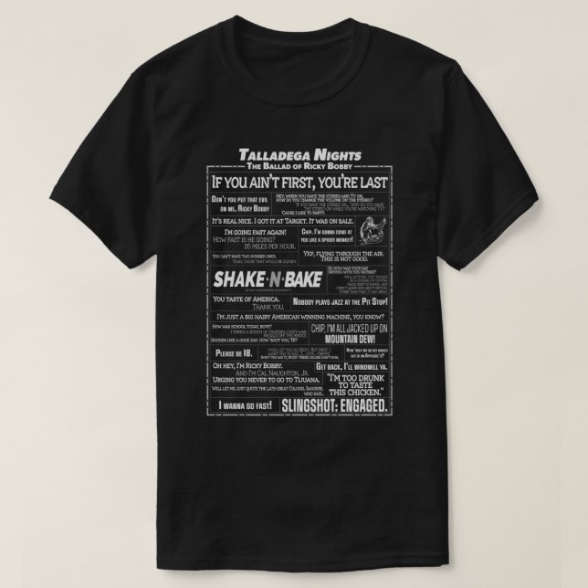 Talladega Nights - Quote Collage   T-Shirt (Design Front)