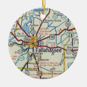 Tallahassee FL Vintage Map Ceramic Ornament