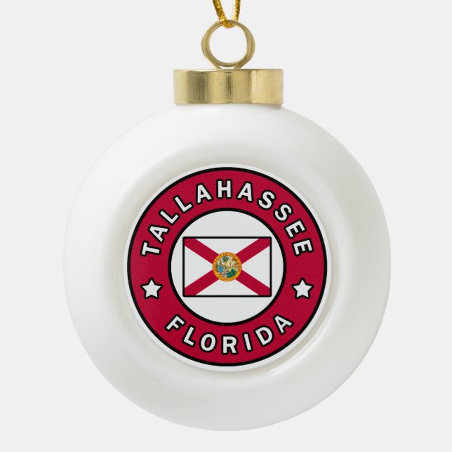 Tallahassee Florida Ceramic Ball Christmas Ornament (Front)