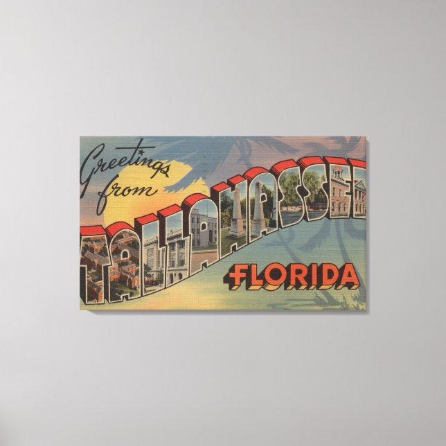 Tallahassee, Florida - Large Letter Scenes Canvas Print (Front)