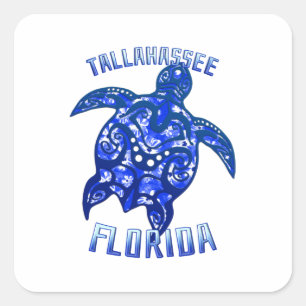 Tallahassee Florida Vacation Tribal Turtle Square Sticker
