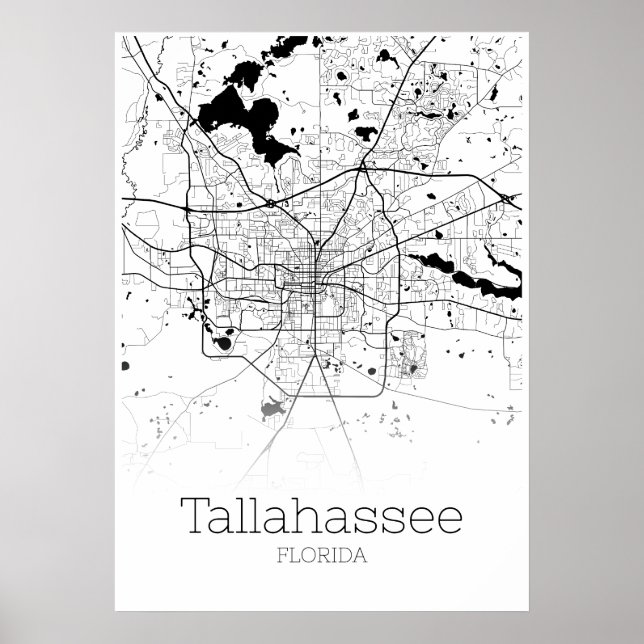 Tallahassee Map - Florida - City Map Poster (Front)