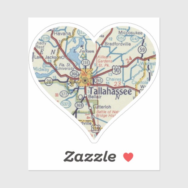 Tallahassee Map Sticker (Sheet)