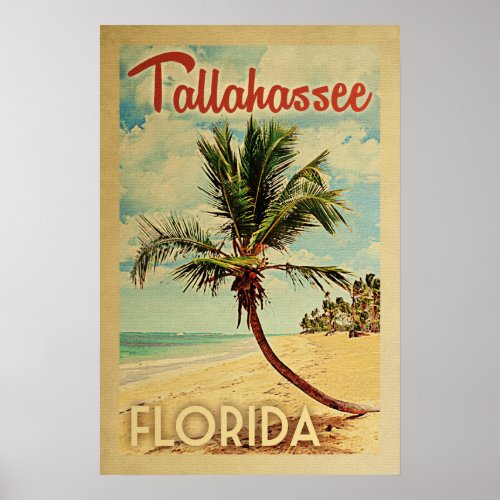 Tallahassee Palm Tree Vintage Travel Poster