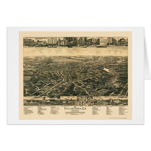 Tallapoosa, GA Panoramic Map - 1892 Cards (Front Horizontal)