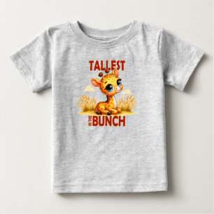 Tallest in the Bunch pun Cute Baby Giraffe cartoon Baby T-Shirt