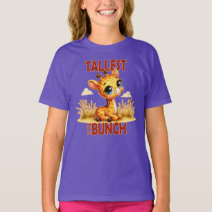 Tallest in the Bunch pun Cute Baby Giraffe cartoon T-Shirt