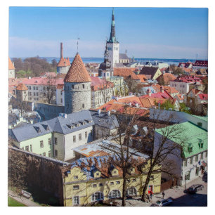 Tallinn downtown aerial view ceramic tile