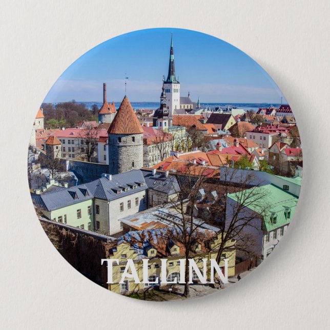 Tallinn downtown aerial view in Estonia Button (Front)
